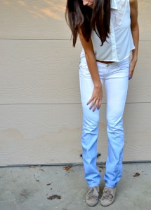 джинсы-омбре, синие и белые